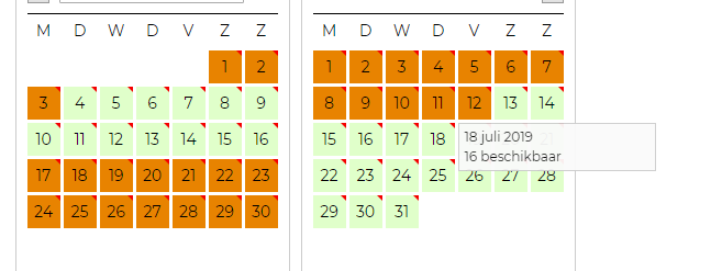 Nieuwe beschikbaarheidskalender